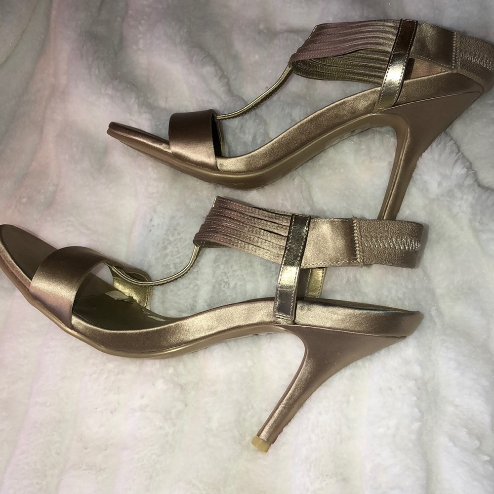 Gold satin heels